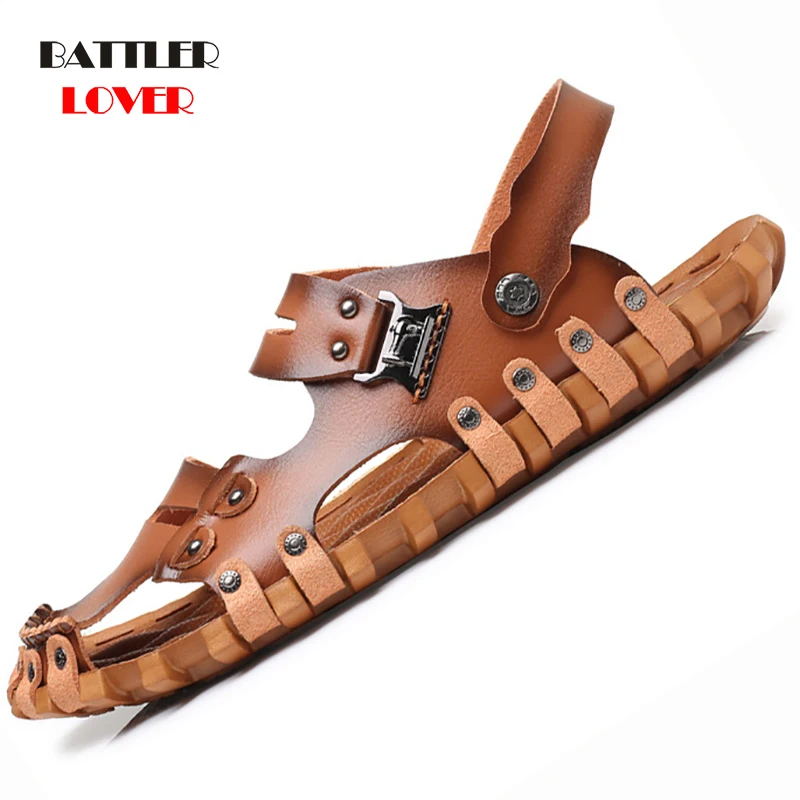 2019 Genuine Leather Sandals Men Shoes Cow Leather Men Sandals Shoes Mens Sandals Summer Men