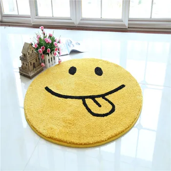 

Smile Face Round 100x100cm Carpet Mat Cartoon Soft Living Room Bedroom Rug Kids Room Children Anit-Slip Floor Mats