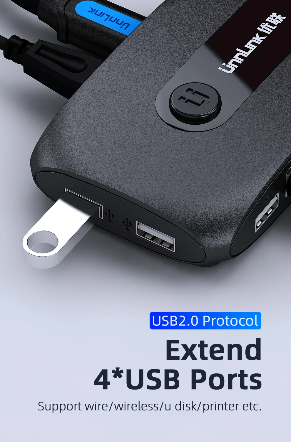 Unnlink KVM Switch 4K Hdmi-compatible USB 2.0 Switcher with Extender for laptop 2 or 4 PCs Share Mouse Keyboard Monitor Printer