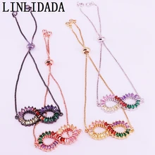 8 шт. модные радужные микро Pave CZ цирконий 8 образные украшения скользящая цепь Браслеты регулируемые для женщин девочек