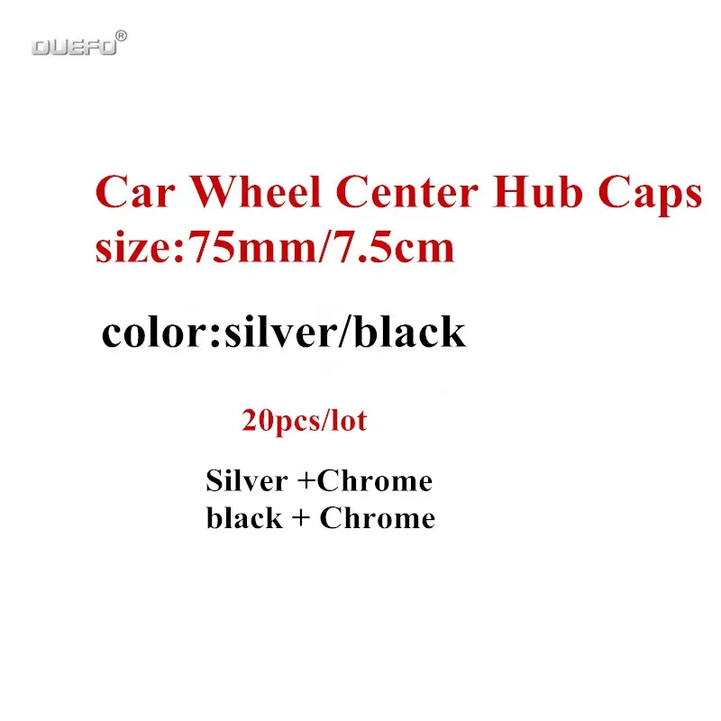 20 шт./лот, 75 мм, черная, серебристая Крышка для центра колеса, крышка для обода ступицы колеса, крышка для аксессуаров, Стайлинг