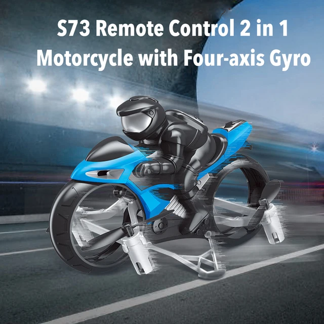 2 In 1 RC Stunt Motorcycle Kid Air Land 2.4GHz Flying Off-Road Motorcycle Drone with 360 Rotation Drift Headless Model Motorbike 2
