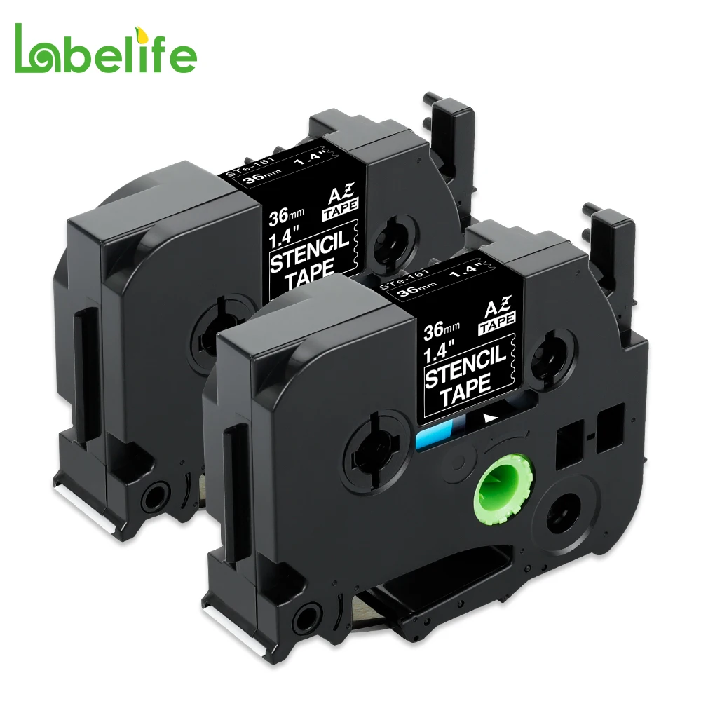 

Labelife 2 шт. в упаковке STe-161 36 мм x 3 м P-Touch трафаретная лента ST161 STe161 черная для принтеров Brother P-touch