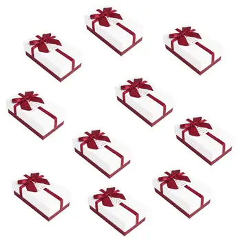 

10Pcs Bowknot Gift Box Creative Packing Box Christmas Present Case (Red White)