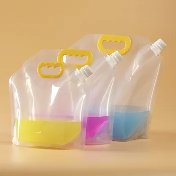 

5Pcs Reusable Durable Transparent Spout Pouch Self-Stand Food Grade Sealed Pouch Bag For Liquid Soap Drink Beer Cosmetic Pack