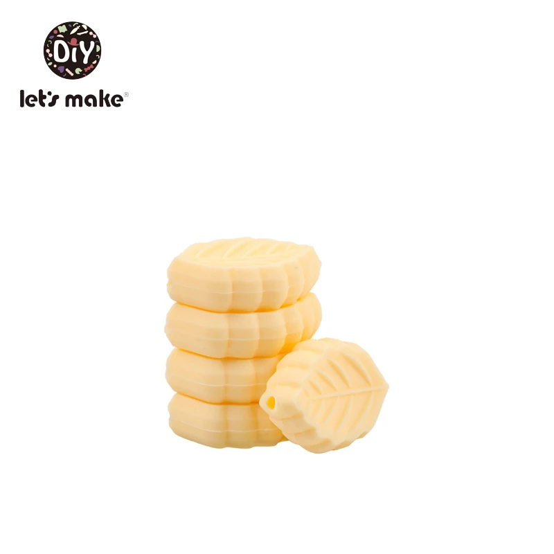 cream Let's make 5 шт., не содержит Бисероплетение, силиконовые бусины с мультяшными листьями для прорезывания зубов, бисерное ожерелье, цепочка для соски, детский Прорезыватель для зубов, пищевого качества - Цвет: cream