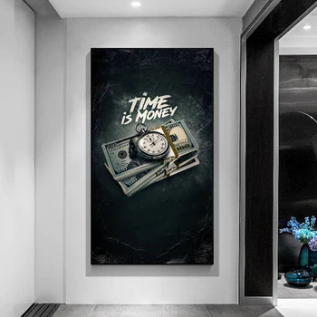 

Vintage Time is Money Art Modular Canvas Painting Posters and Prints Wall Art Pictures for Living Room Home Decor (No Frame)