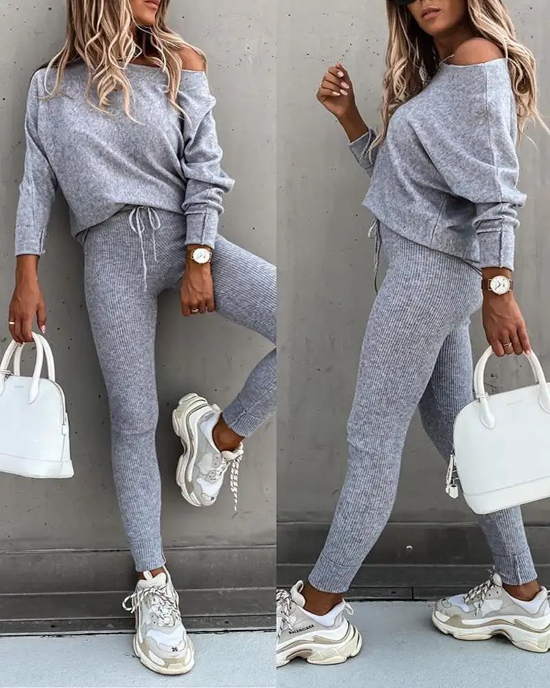 Tracksuit 2 Piece Set Autumn Winter Pullover Top Long Pants Sports Suit Female Sweatshirt Sportswear Suit For Woman