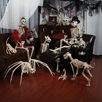 

Hot Skeleton Dragon Dog Animal 100% Plastic Animal Skeleton Bones Horror Halloween Prop Animal Horror House Party Decoration