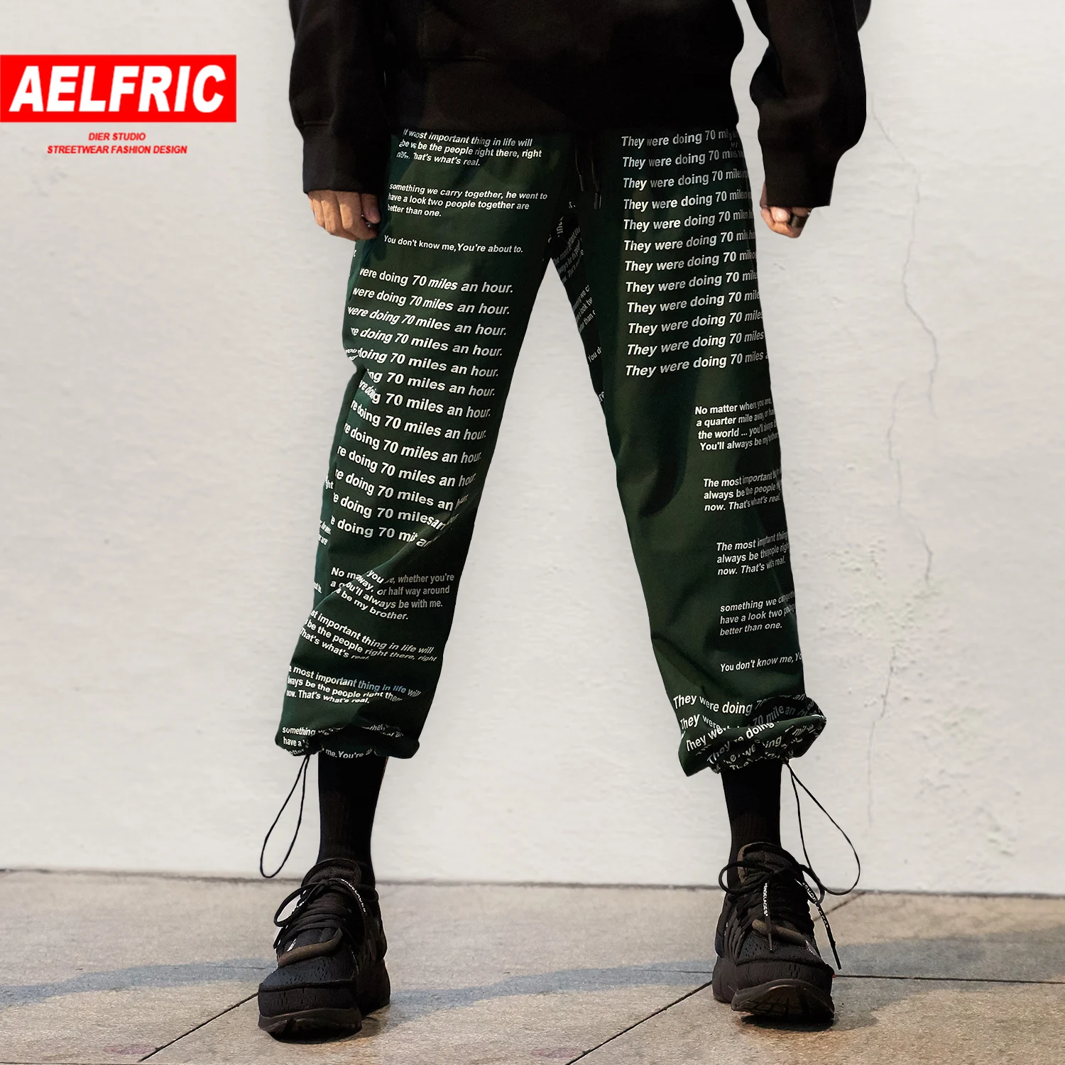 

AELFRIC Fashion Letter Printed Mens Harem Cargo Pants 2019 Harajuku Hip Hop Casual Streetwear Joggers Trousers Male Sweatpants