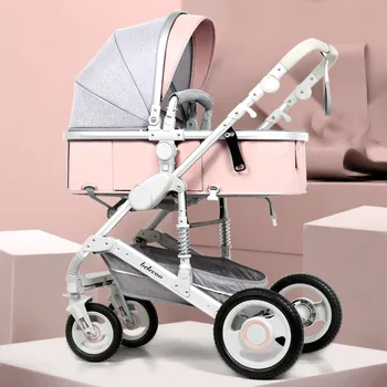 

Adjustable Lightweight Luxury Baby Stroller 3 in 1 Portable High Landscape Reversible Stroller Hot Mom Pink Stroller Travel Pram