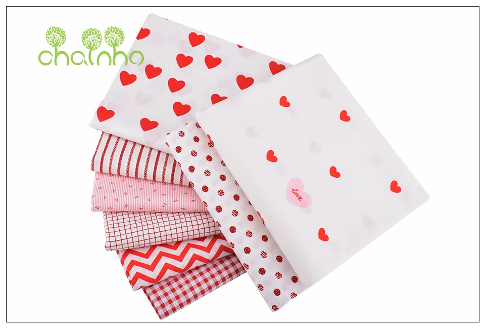 Chainho, красная и белая Геометрическая серия, саржевая хлопковая ткань с принтом, Лоскутная Одежда для рукоделия, швейная одежда для малышей и детей