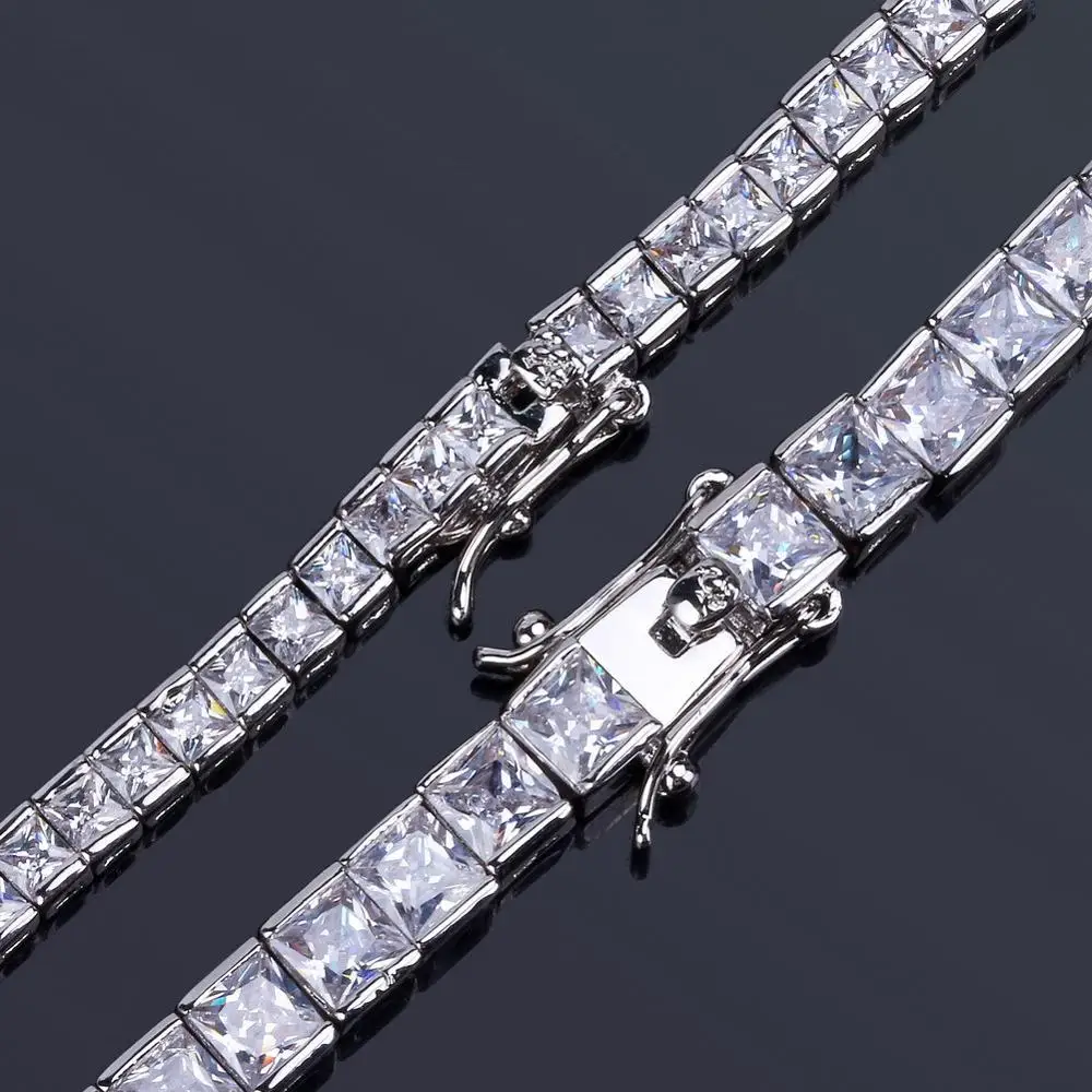 Мужские 4 мм 6 мм шикарные хип хоп Iced Out с инкрустацией AAA CZ камень 925 стерлингового серебра теннисная цепочка