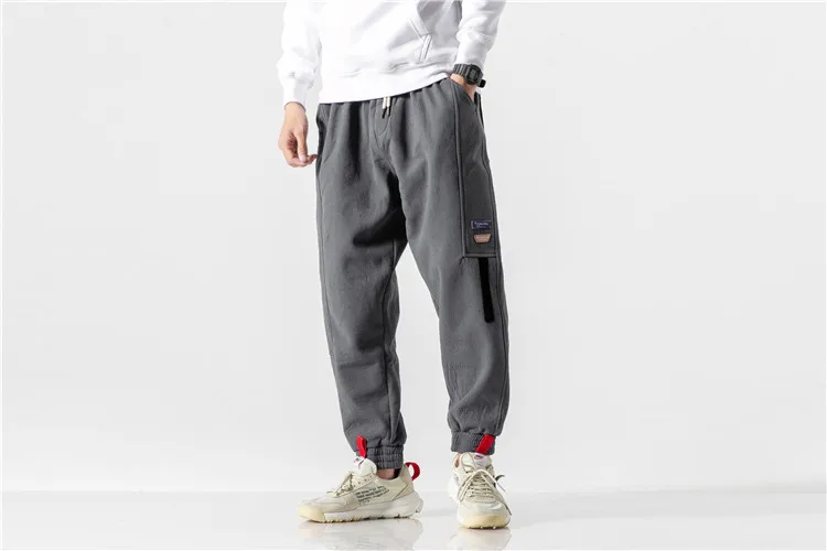 

City Where the Product 2019 Winter New Style plus Velvet Lace-up Men Beam Leg Casual Pants MEN'S Trousers Popular Brand
