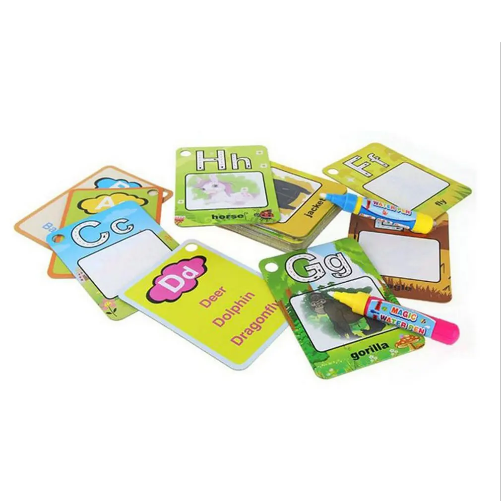 26 Alphabet Numbers Color Book & 2 Magic Pen Letter Card Water Drawing Card  Cognitive Painting Board Kids Baby Educational Toys - AliExpress