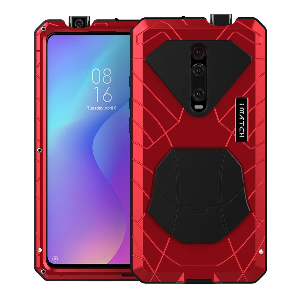 Для Xiaomi K20 Pro твердый корпус для телефона Алюминиевый металлический сверхпрочный защитный чехол для Xiaomi K20 Pro с закаленным стеклом подарок - Цвет: red