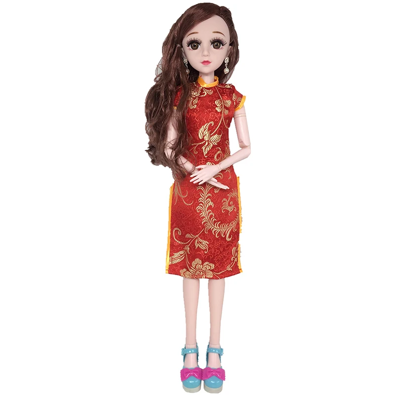 60 см куклы Cheongsam китайский стиль Одежда для 1/3 BJD кукла элегантное Деловое платье древний костюм аксессуары для кукол игрушки - Цвет: Красный