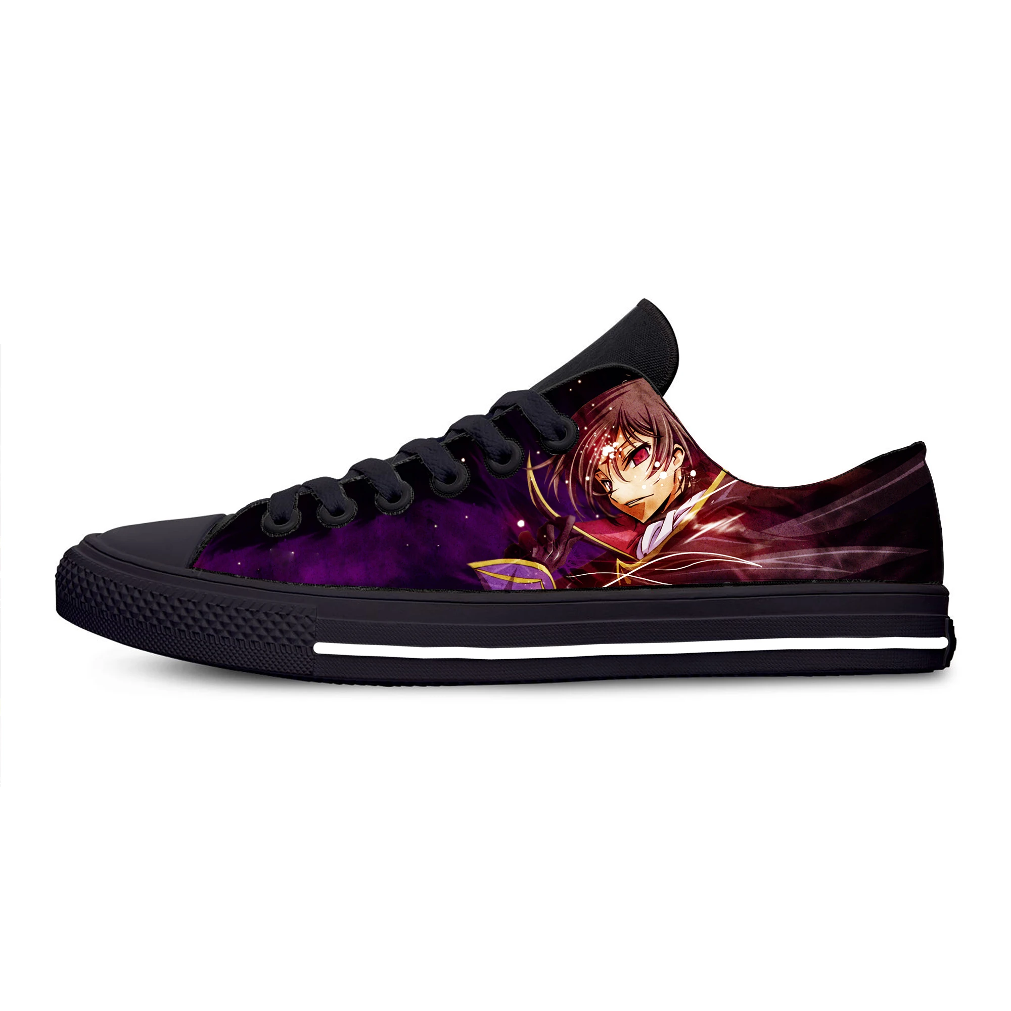 Код GEASS Lelouch of the Rebellion; Лидер продаж; Повседневная парусиновая обувь; низкие дышащие легкие кроссовки с 3D принтом для мужчин и женщин