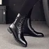 men's casual motorcycle boots party nightclub dress cow leather shoes black cowboy high boot young long botas masculina zapatos ► Photo 2/5