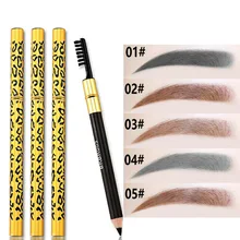 Леопардовый женский карандаш для бровей водонепроницаемый черный глаз коричневый карандаш с кистью Макияж, подводка для глаз Подводка для глаз макияж инструменты