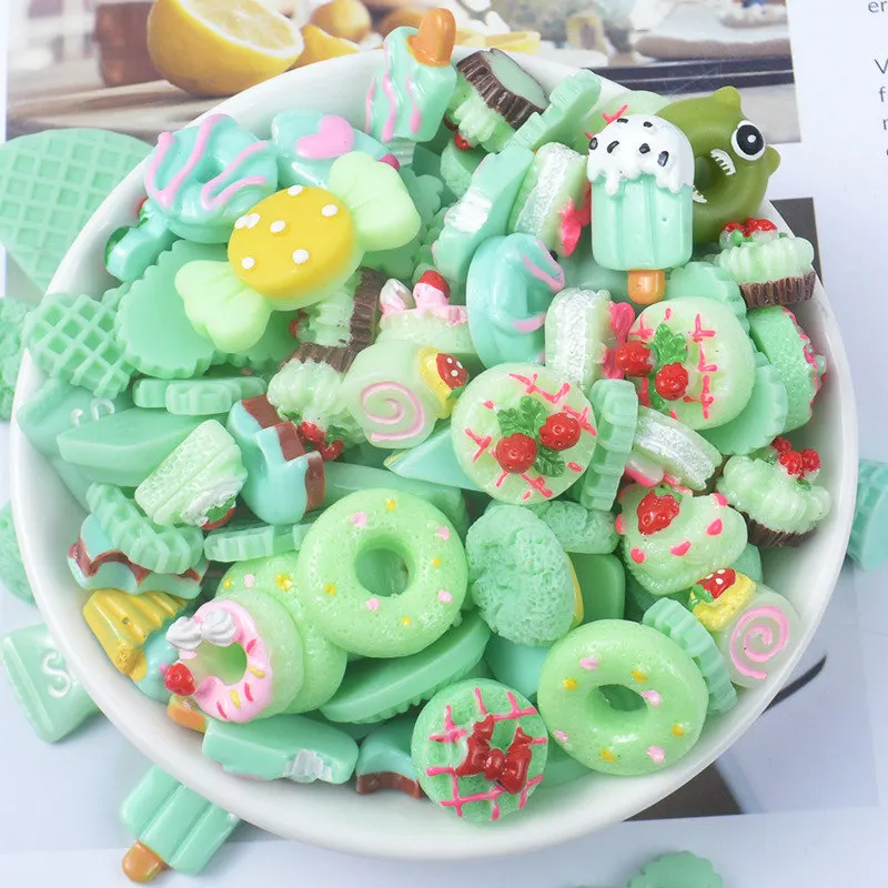 20pcs DIY Slime Charms Sweet Candy Sugar Chocolate Cake Animal Flowers Ice Cream Resin Crafts Clay Decoration Toys children Gift - Цвет: 20pcs toy 13