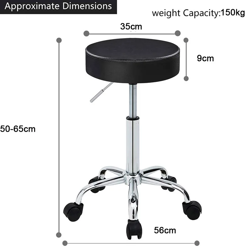 Round Rolling Massage Stool with Wheel Height Adjustable Spa Drafting Clinic Tattoo Swivel Salon Chair Stools Task Chair