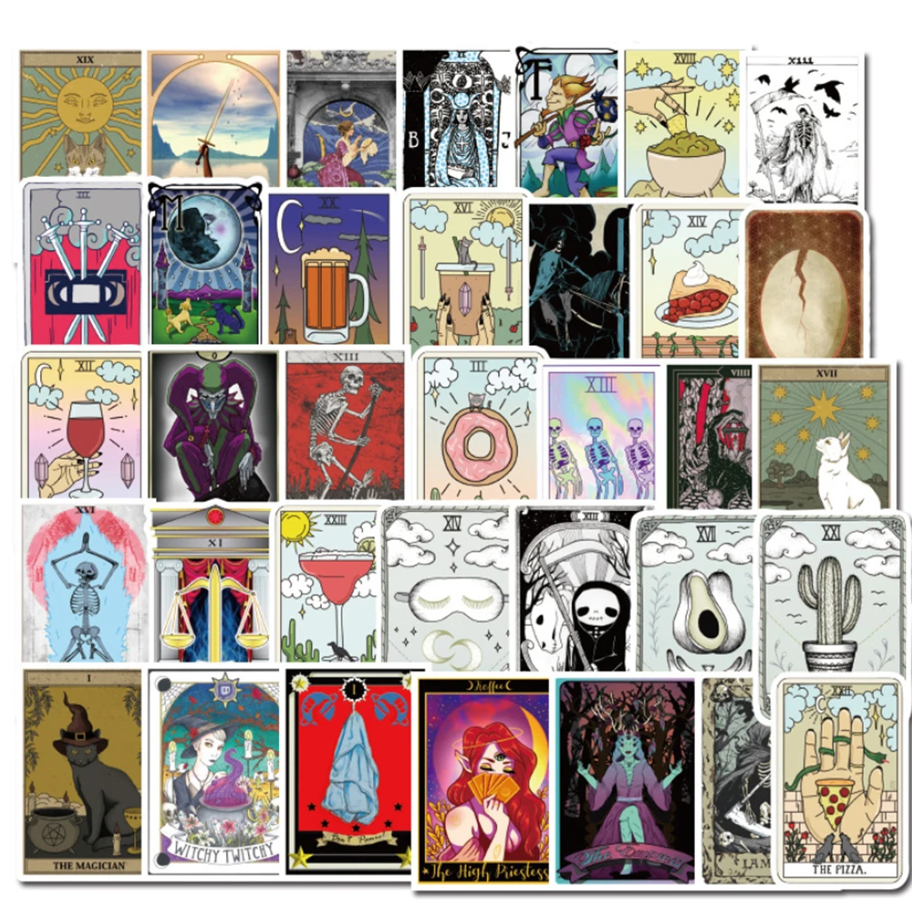 50Pcs Tarot Card Graffiti Stickers Divination Sticker For Laptop Macbook/Xiaomi/Huawei Luggage Refrigerator Skateboard Pegatinas |