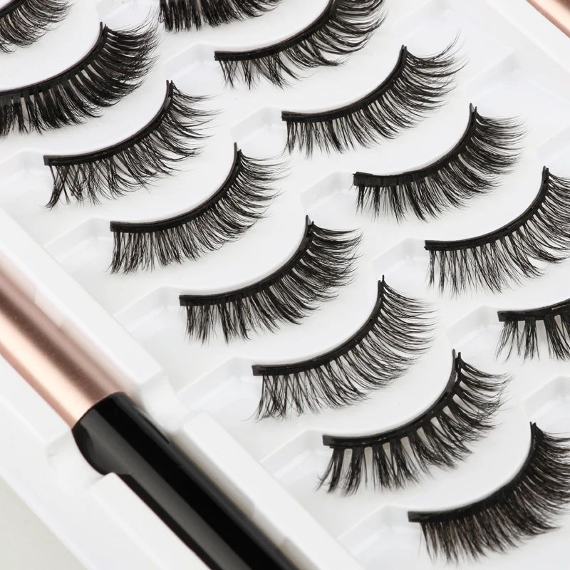 3/5/10pairs Magnetic Eyelashs 3D mink Lashes Magnet Liquid Eyeliner Tweezer Set False Eyelash Makeup Kit