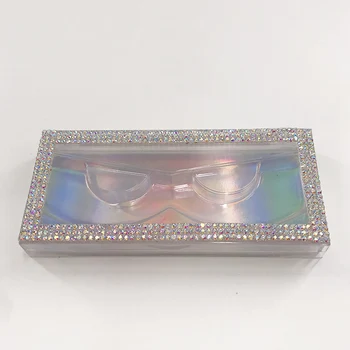 

Empty Diamond Lash Box Bling Glitter Mink Eyelash Case without Eyelashes Rhinestones Eyelashes Packing