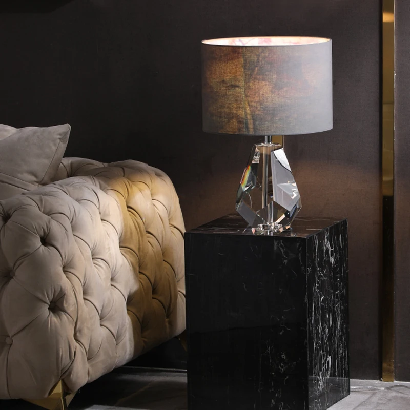 

Nordic Crystal LED Lights Cloth Table Lamp Shade Art Deco Table Light For The Bedroom Bedside Hotel Study Living Room Desk Lamp