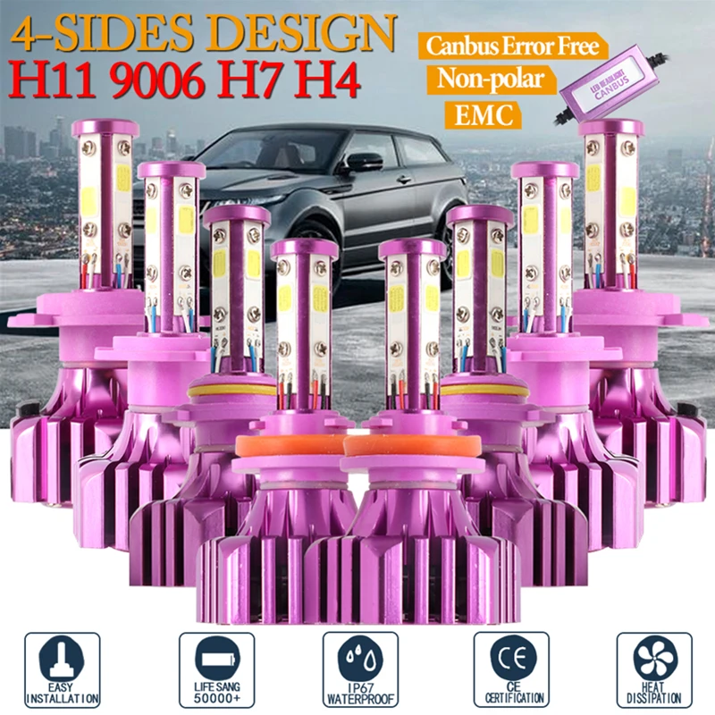 Мини моноблочные светодиодные чипы H3 светодиодный H7 H4 H11 H1 9005 9006 H8 H9 Автомобильный светодиодный головной светильник накаливания 60 Вт 7200LM 6500 к авто светодиодный Canbus туман светильник Светодиодные лампы 12V