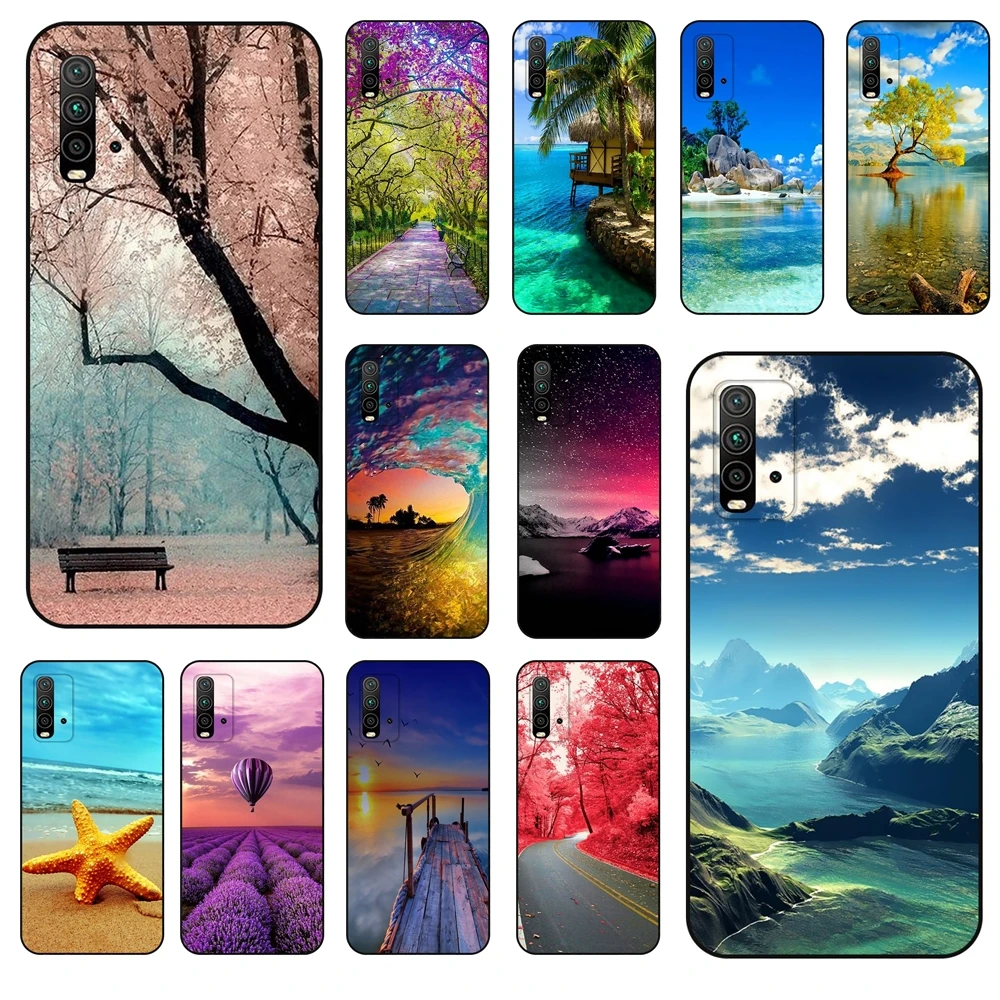 Natural Scenery Reasonal Price Top Detailed Popular Case For Xiaomi Redmi 9T Soft Mobile Phone Skin Black Bumper Art | Мобильные