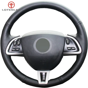 

LQTENLEO Black Genuine Leather Car Steering Wheel Cover For Jaguar XF XF S XFR XF Sportbrake 2012-2015 XK XKR-S XKR 2012-2018