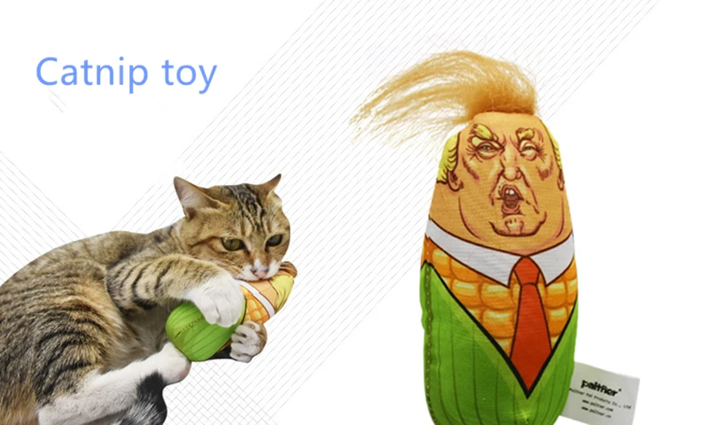 Лидер продаж, голова Трампа, дизайн кукурузы, игрушки для кошек, чучела, плюшевая кукуруза, домашнее животное, котенок, Забавный интерактивный прорезыватель, кошка, пищалка, игрушка для собак