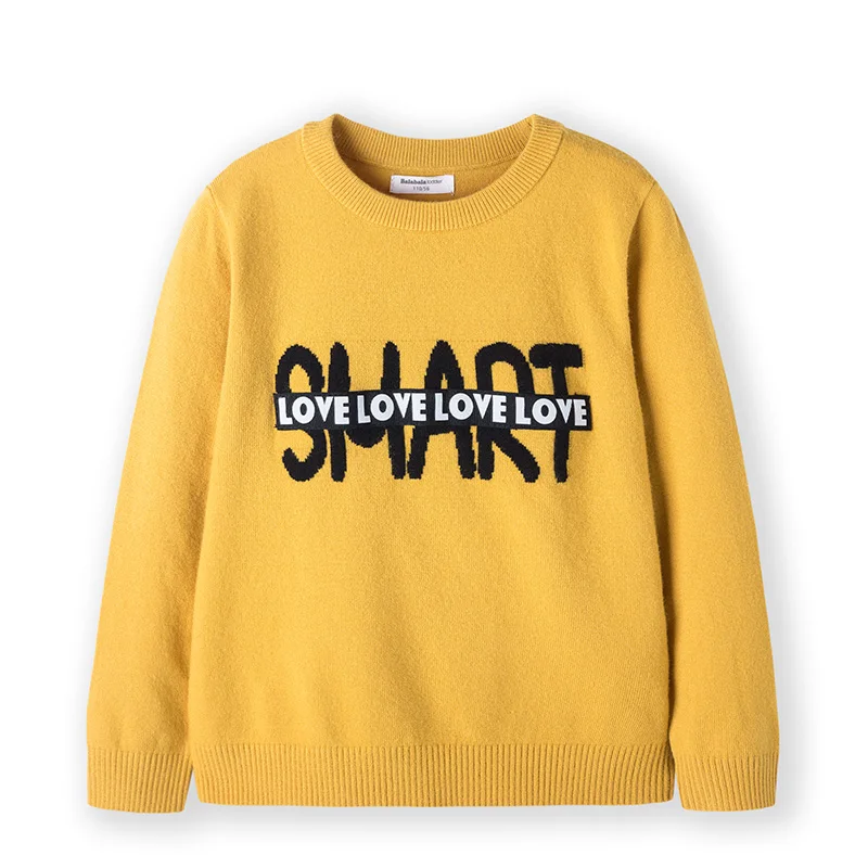 Light yellow earth Balabala Children clothing baby sweater boys new autumn line sweater pullover kids tops - Цвет: Light yellow earth
