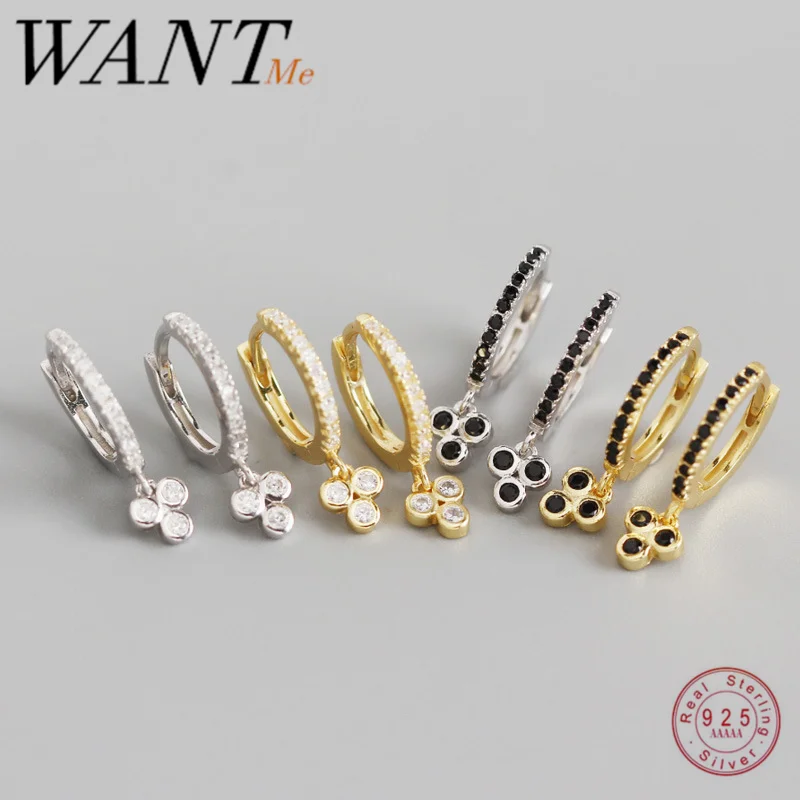 Женская треугольная Пряжка WANTME из серебра 925 пробы с черным и белым цирконием