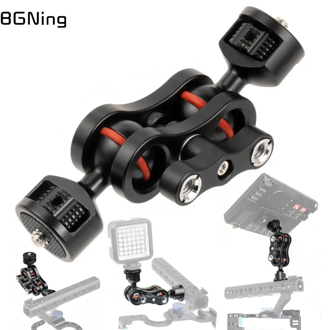 

BGNing Multi-Function Dual Ball Head Magic Arm Mount Adapter with 1/4'' Screw for Sony DSLR Cameras Fill Light Monitor 6KG Load