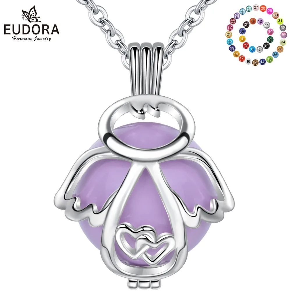 Eudora, 20 мм, покрытый серебром, гармония, бола, шар, медальон с ангелом, клетка, подвеска, подходит для DIY, Chime Ball, ожерелье, сделай сам, ювелирное изделие для женщин K362N20
