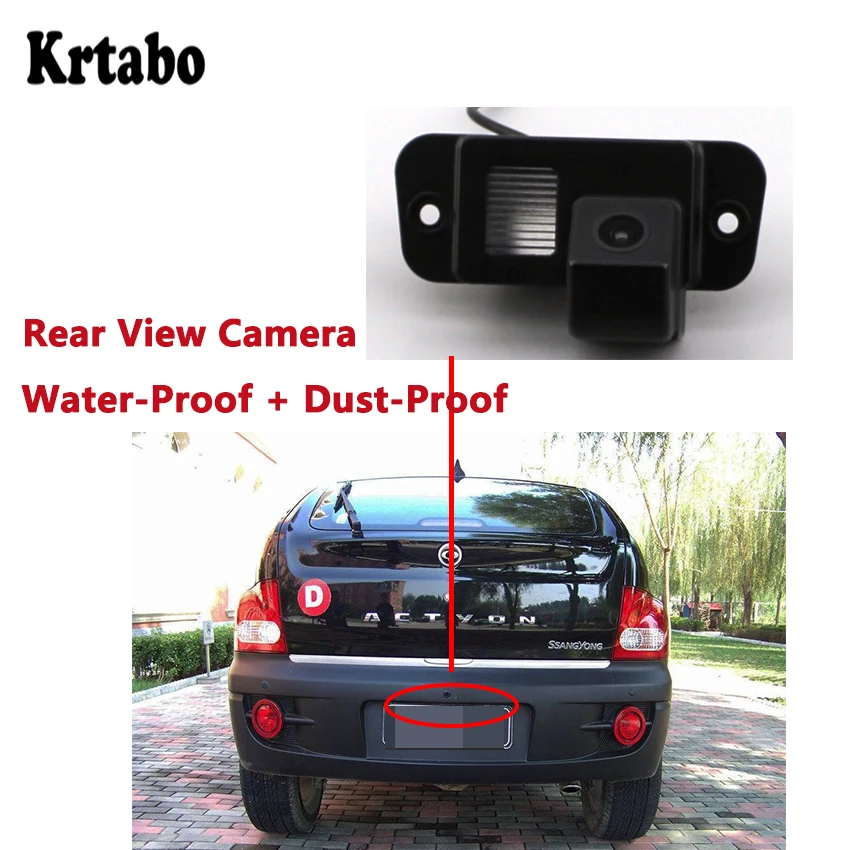 Krtabo full hd динамичный трек Автомобильная камера заднего вида для SsangYong Actyon 2006 2007 2008 2009 2010 Водонепроницаемый Резервное копирование, камера заднего вида
