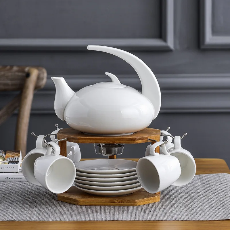 

Tea Pot Set Ceramic Tea Utensil-Candle Heating Coffee Flower Pot Tea Cup Creative Modeling Afternoon Tea Household