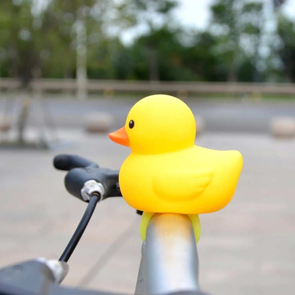 Top 1pc Cartoon Yellow Silica Little Duck Helmet Head Bicycle Light Shining Mountain Bike Handlebar Duck Head Light Bell Accessories 7