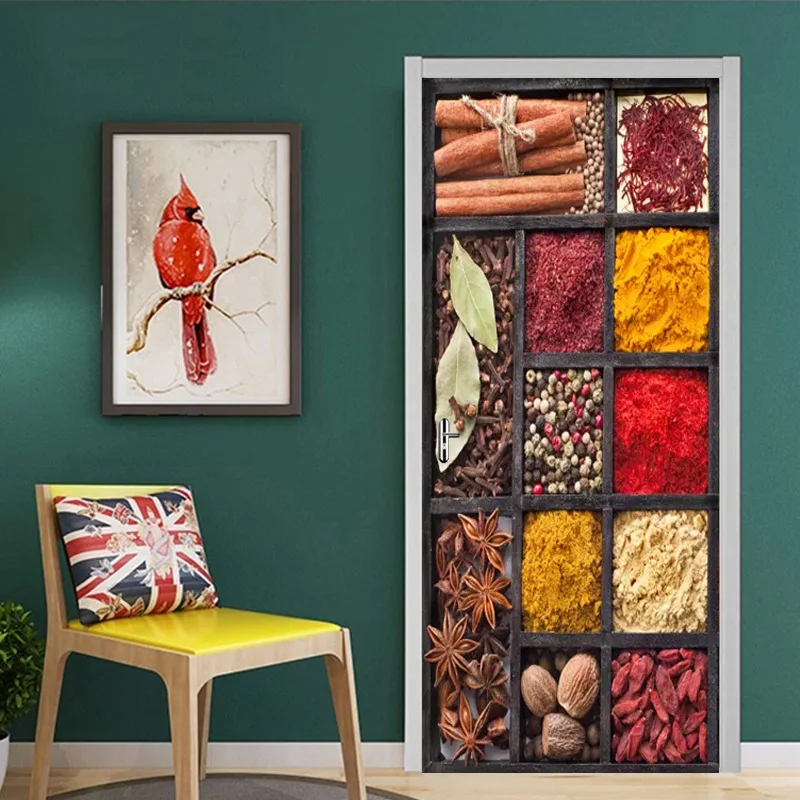 Наклейка на дверь с грубым зерном и перечной мукой|Дверные наклейки| |