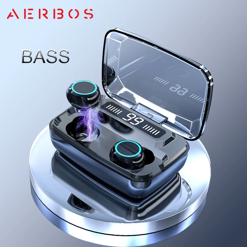 BEST QUALITY AERBOS Wireless Bluetooth Earphones LED Digital Display Touch 5.0 IPX7 Waterproof In-Ear Headphones