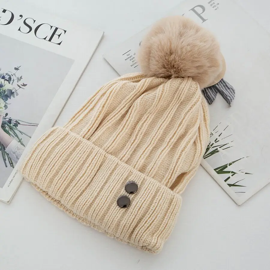 Высококачественные вязанные шапочки Skullies Beanies с заклепками, женские теплые мягкие кашемировые шерстяные шапочки, шапки на осень и зиму, Новинка