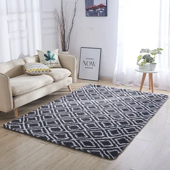 

Rugs Bed Side Long Rug Anti Slip Absorbent Door Entrance Carpet Modern Simple Fashion Gray Carpet Print Plaid Carpet Yoga Mats