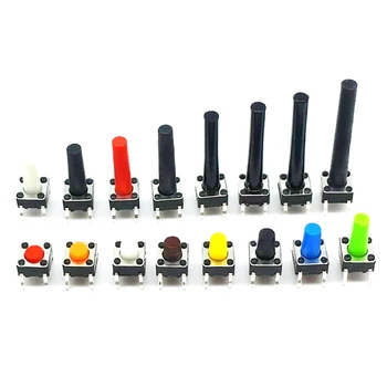 

100pcs Copper 4Pins Toy Micro Tactile switch 6*6*4.3/4.5/5/5.5/6/6.5/7/7.5/8/8.5/9mm Push Button DIP Tact Switch White Black Red
