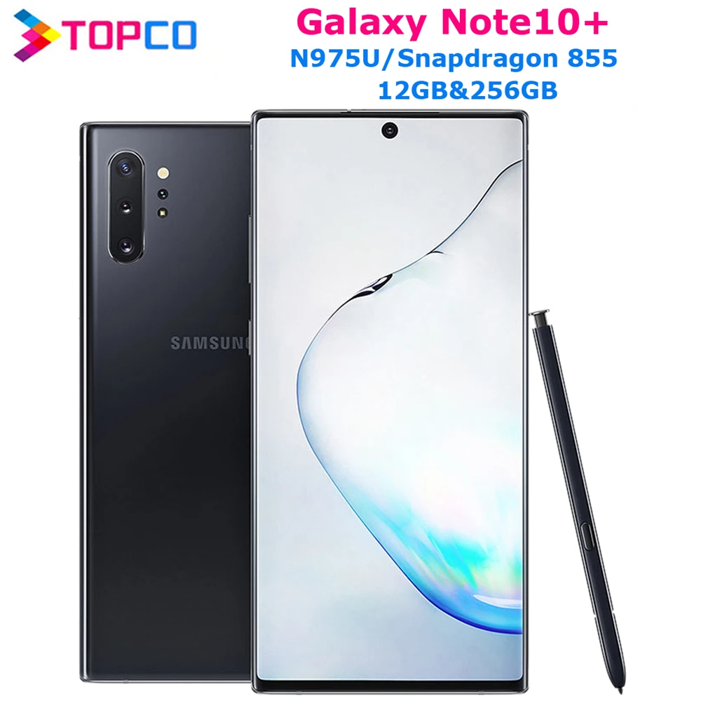 Samsung Galaxy Note10+ Note10 Plus N975U мобильный телефон Snapdragon 855 Восьмиядерный 6," двойной 16 МП и двойной 12 МП 12 Гб ОЗУ и 256 ГБ