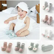 PUDCOCO/милые Нескользящие носки для новорожденных теплая обувь с рисунком для маленьких девочек Нескользящие носки-тапочки 0-18 месяцев