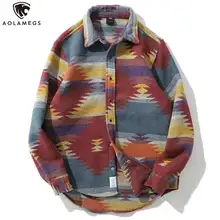 Aolamegs рубашки для мужчин хит цвет шерсть Arc мужские рубашки оверсайз Полиэстер Длинный Рукав Рубашка Мода хип хоп летняя уличная одежда