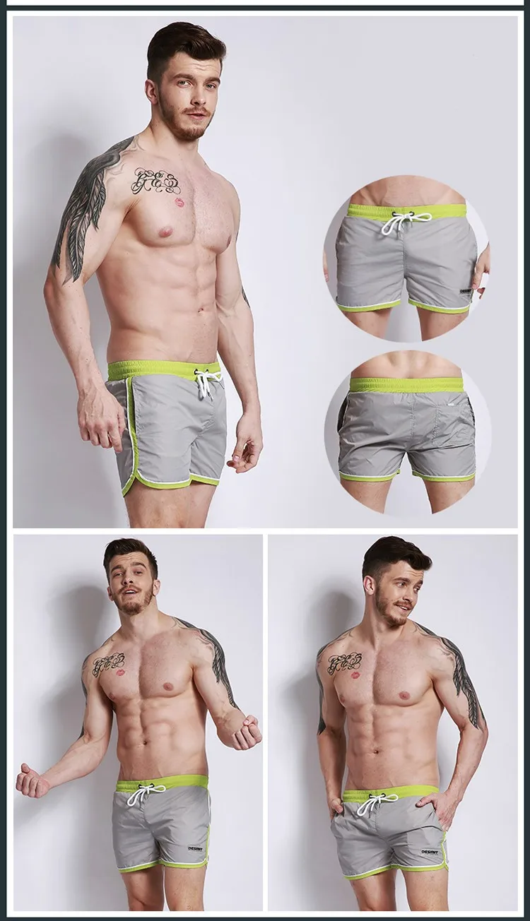 swim shorts man beach Bermuda Surf Shorts Nylon lightweight quick dry silver swimwear for men trunks